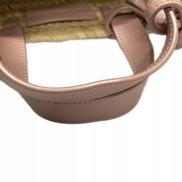 Auth CELINE Teen Triomphe Pannier - Beige Pink Beige Raffia Calf Skin Tote Bag - Picture 9 of 16